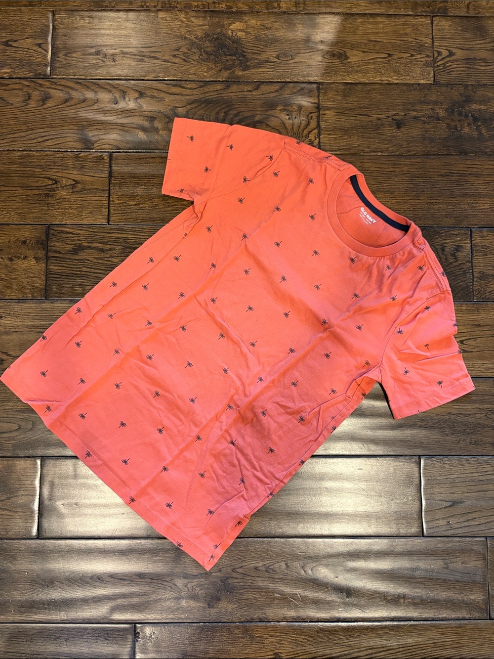 Kids Short-Sleeve Palm Print Tee - Coral/Navy